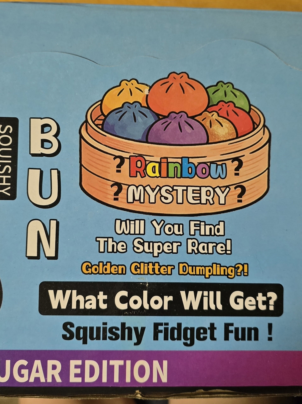 Full case of 12 Rainbow Mystery Squishy Bun - Squishy Fidget Fun (Blue)